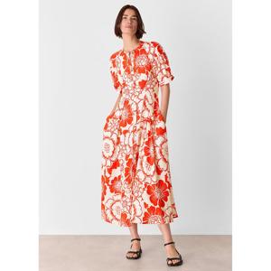 Whistles Red Bloom Floral Midi Dress